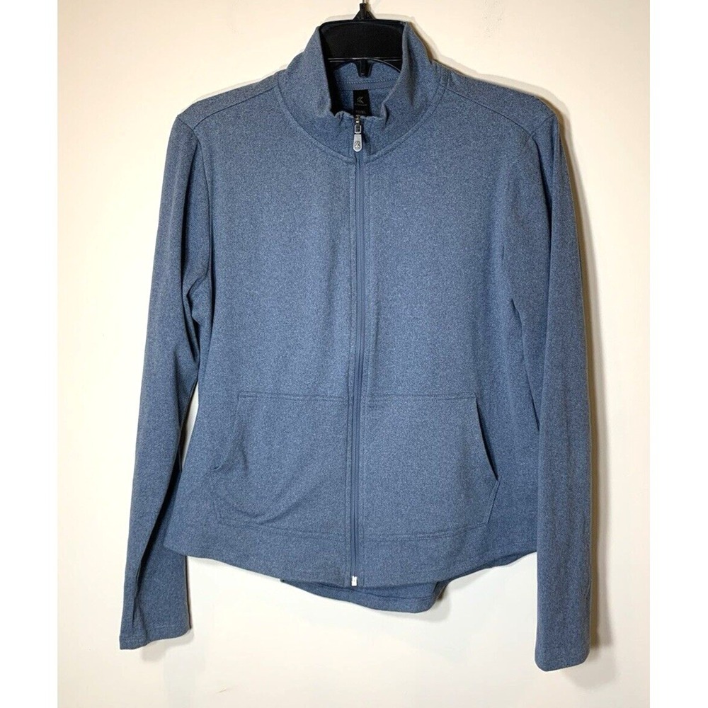 Kyodan Athletic Jacket Womens XL Blue Heather Running Yoga Pockets Stretch Zip